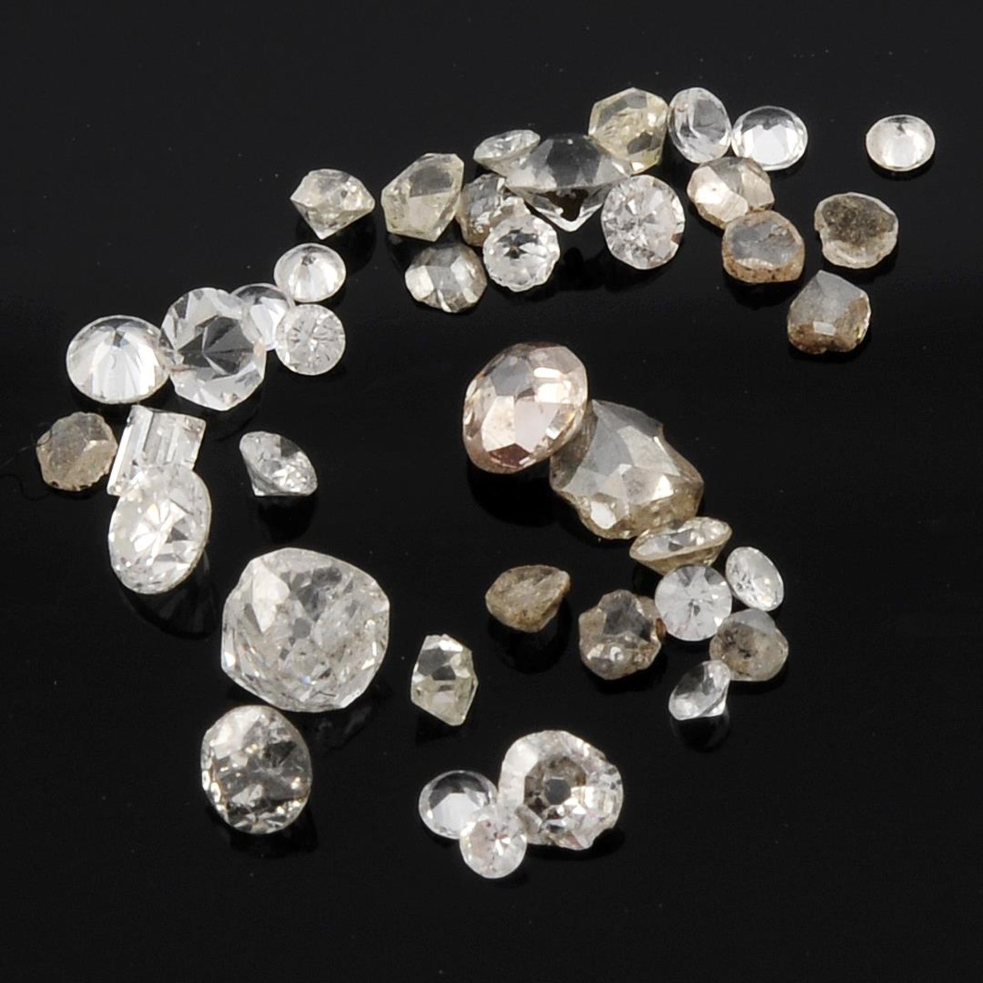 Selection of old cut diamonds,