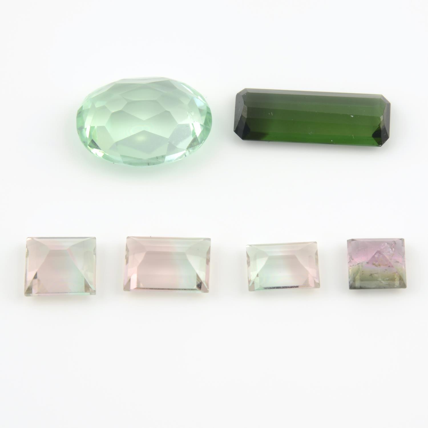 Seven vari-shape vari-colour tourmaline To include oval, square and rectangle shapes. - Image 2 of 2