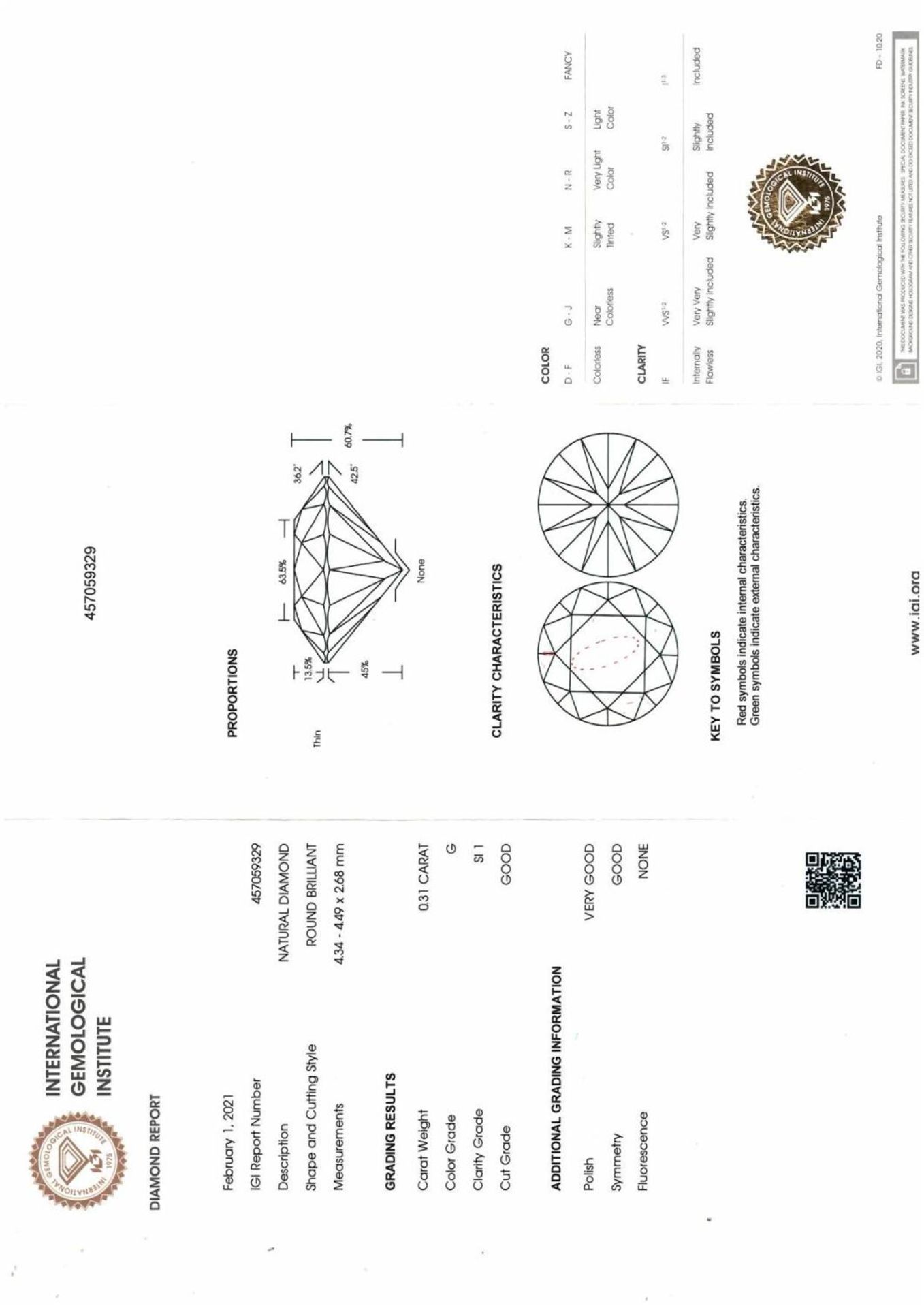 A brilliant cut diamond, weighing 0.31ct. - Bild 3 aus 3