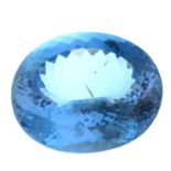 An oval-shape blue topaz.