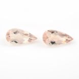 A pair of pear shape morganites, weighing 4.37ct.