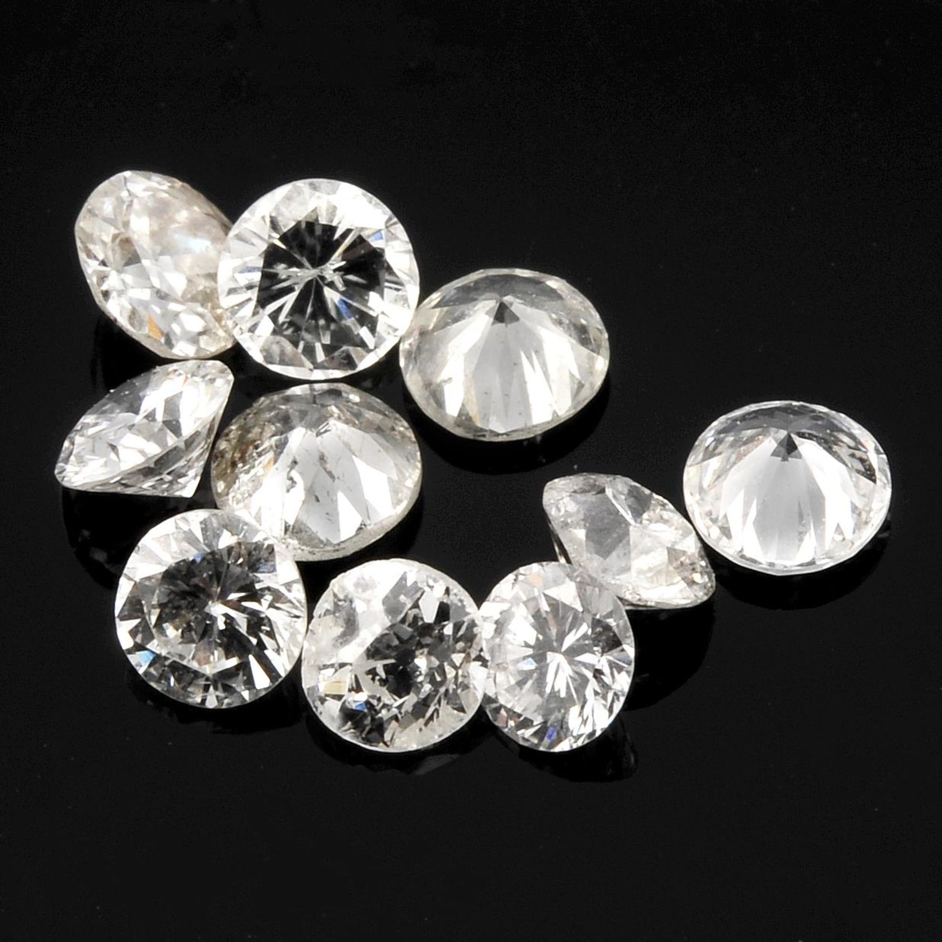 Selection of brilliant cut diamonds,