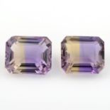 Two rectangular shape ametrine, weighing 16.41ct.