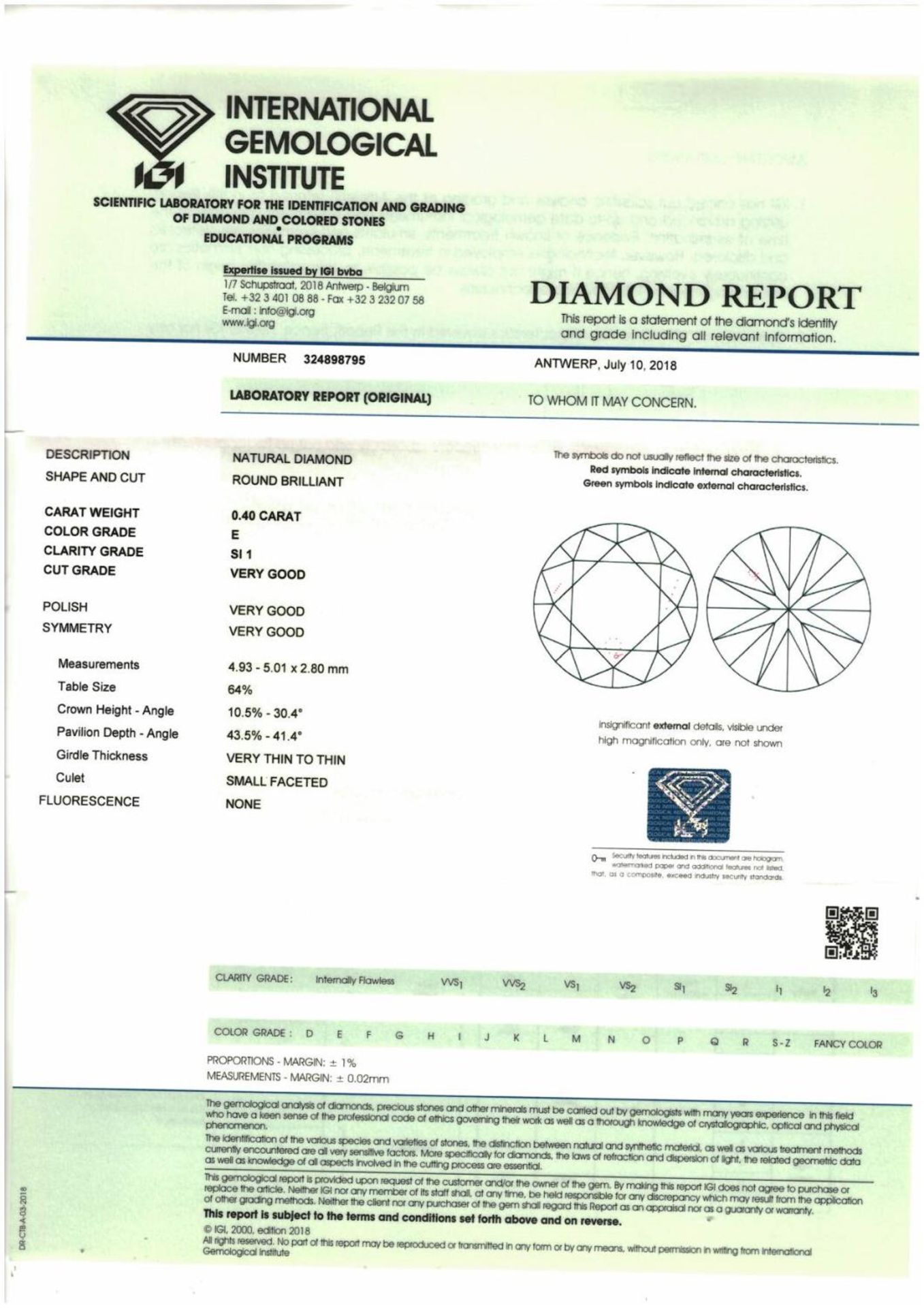 A brilliant cut diamond, weighing 0.40ct. - Bild 3 aus 3