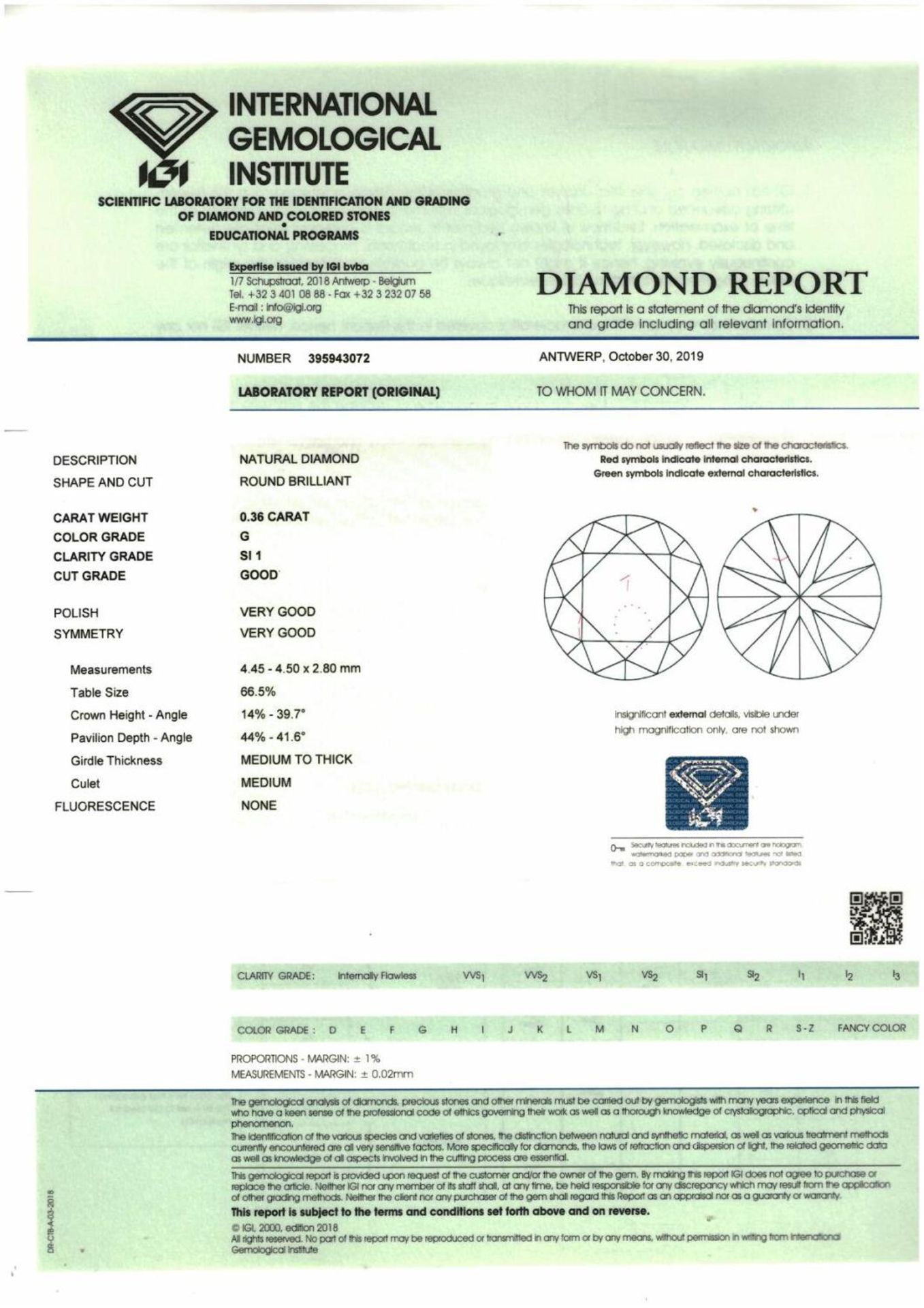 A brilliant cut diamond, weighing 0.36ct. - Bild 3 aus 3