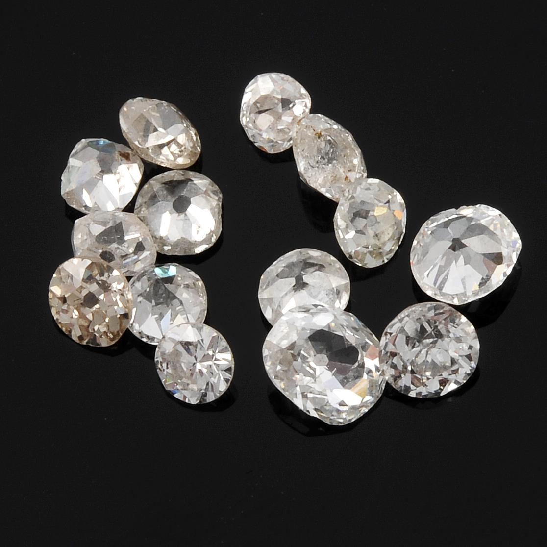 Selection of old cut diamonds,