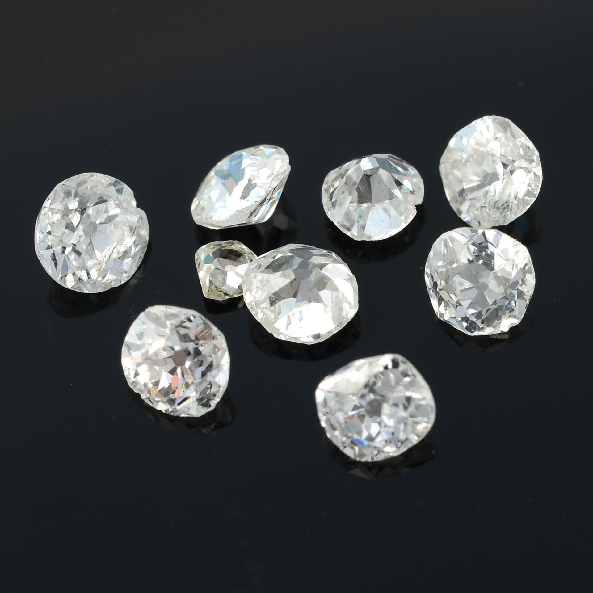 A selection of old cut diamonds.