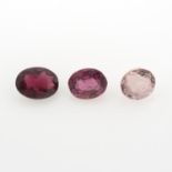 A selection of oval shape pink tourmalines.