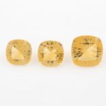 Set of three square shape citrines,