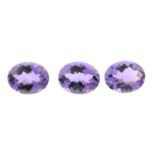 Ten oval-shape amethysts, total weight 15cts.