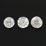 A selection of brilliant cut diamonds.