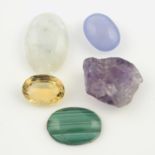 Selection of various gemstones.