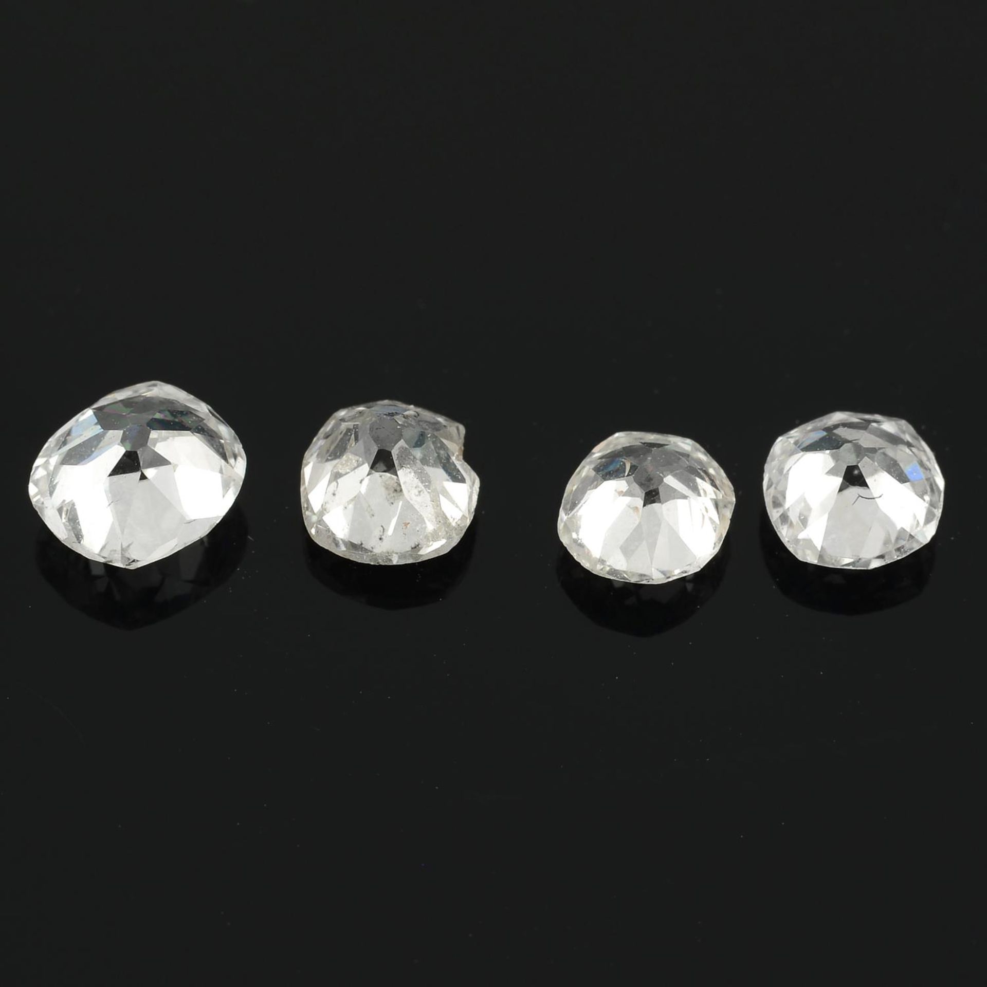 Four old mine cut diamonds. - Bild 2 aus 2