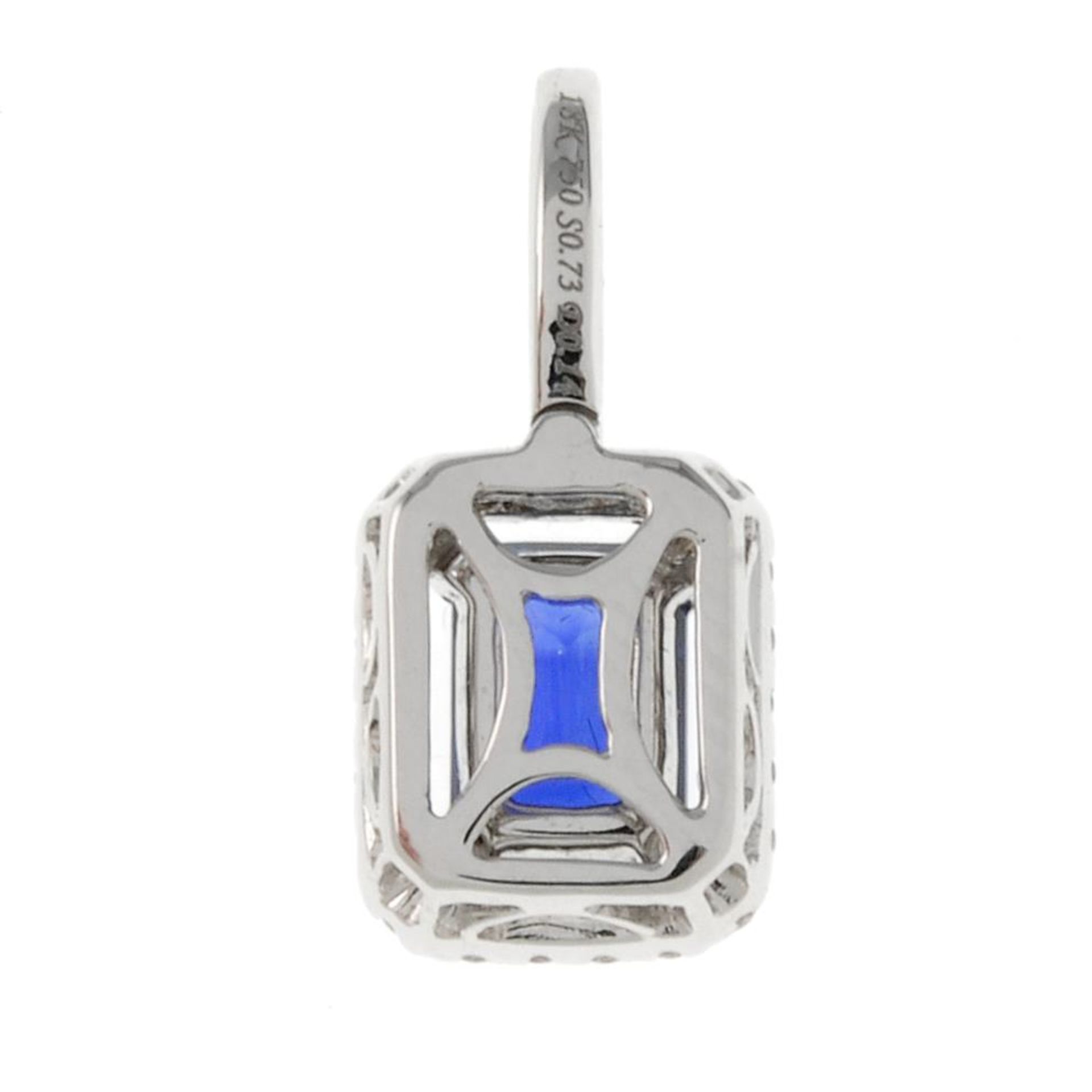 A sapphire and brilliant-cut diamond pendant.Sapphire weight 0.73ct, - Image 2 of 2