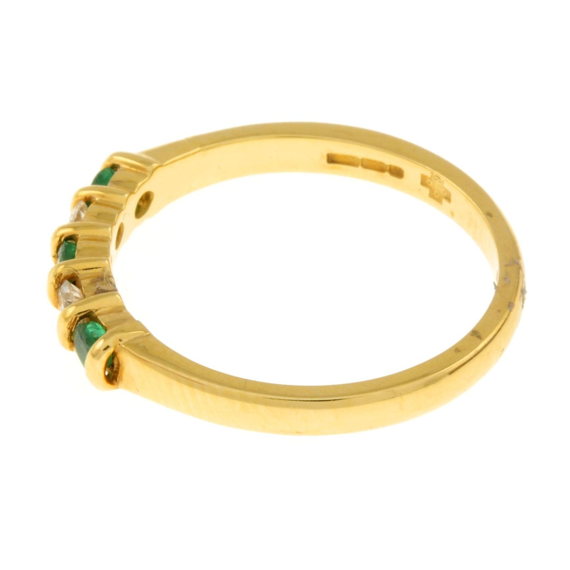 An 18ct gold emerald and brilliant-cut diamond five-stone ring.Estimated total diamond weight - Image 2 of 4