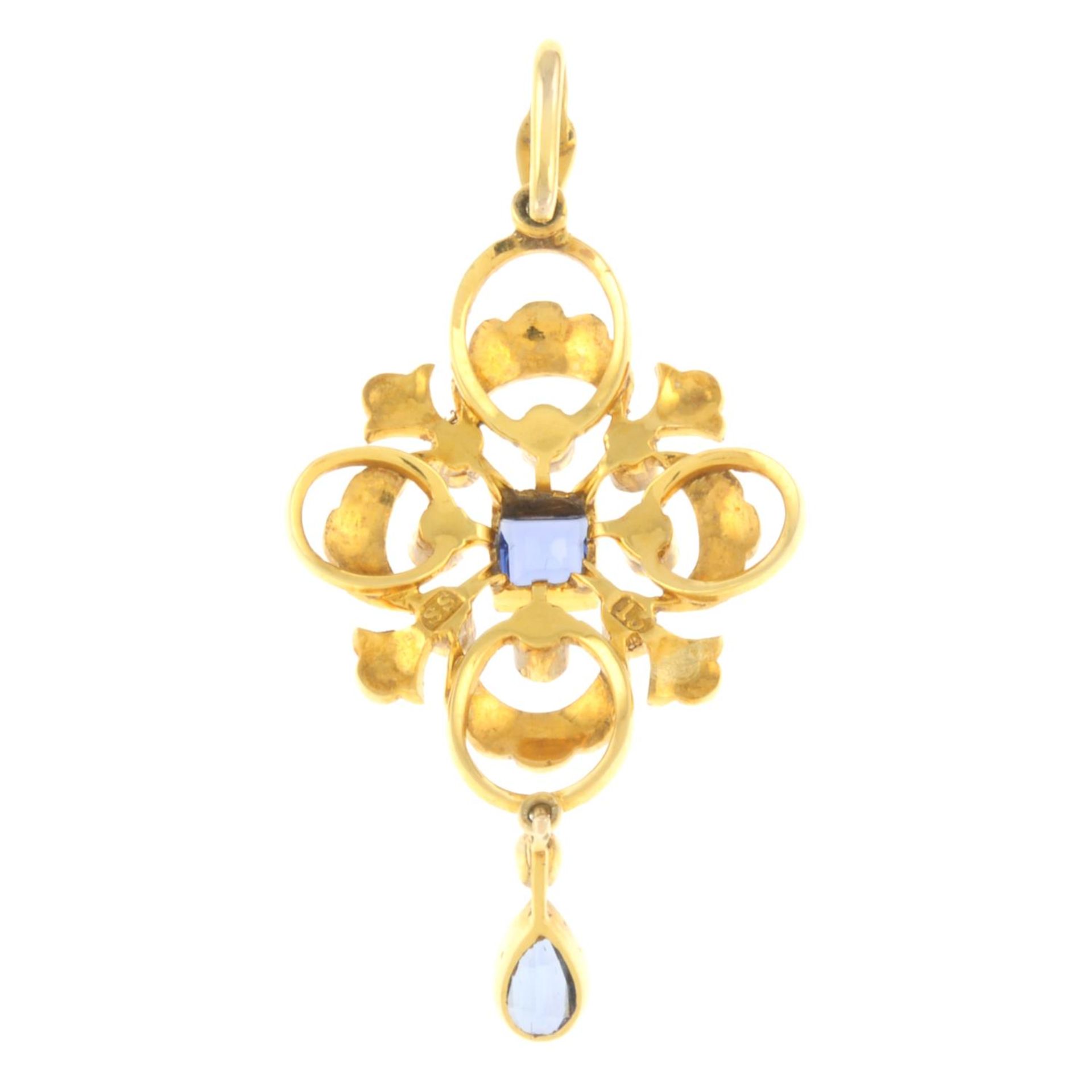 An early 20th century 15ct gold sapphire, - Image 2 of 2