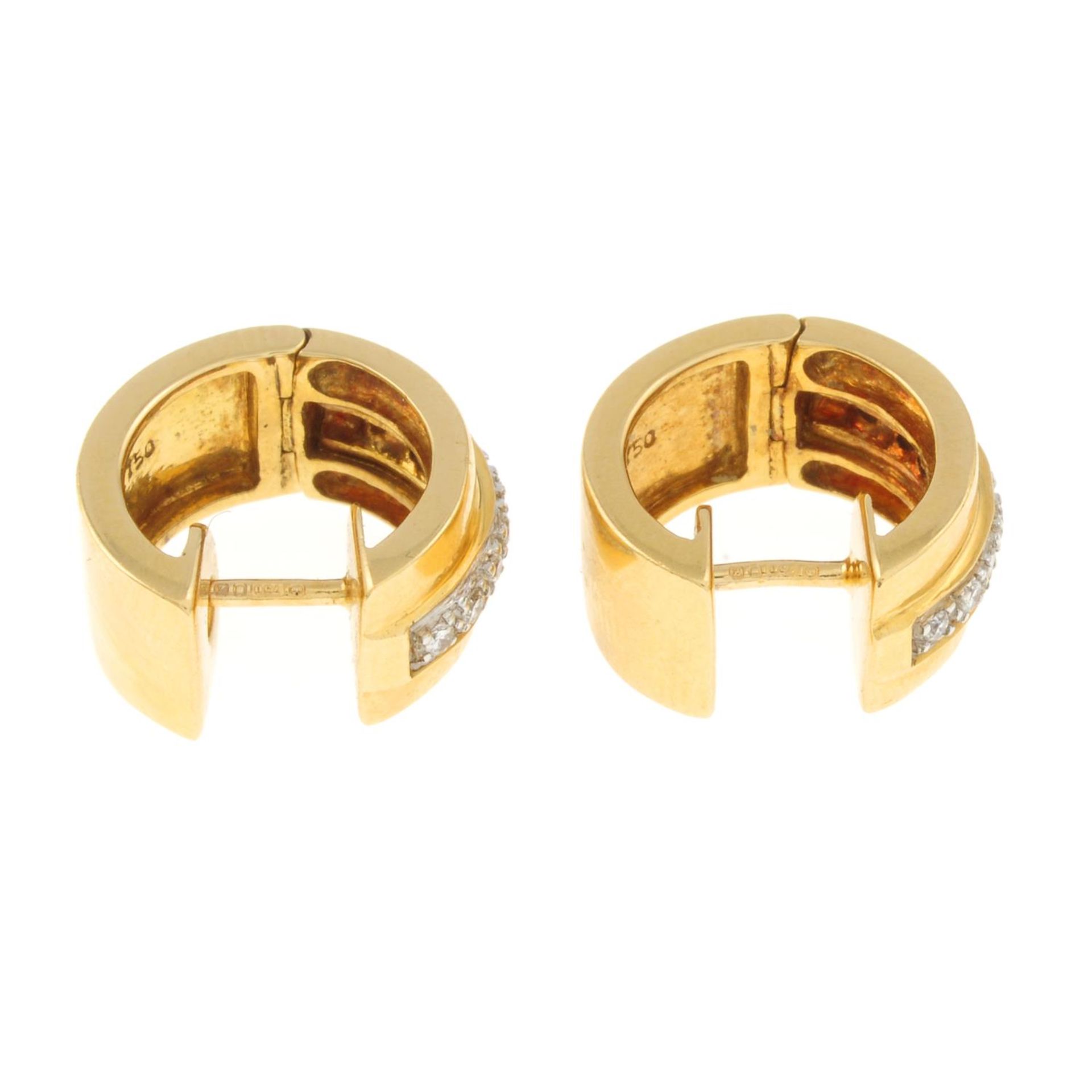 A pair of 18ct gold brilliant-cut diamond hoop earrings. - Image 4 of 4