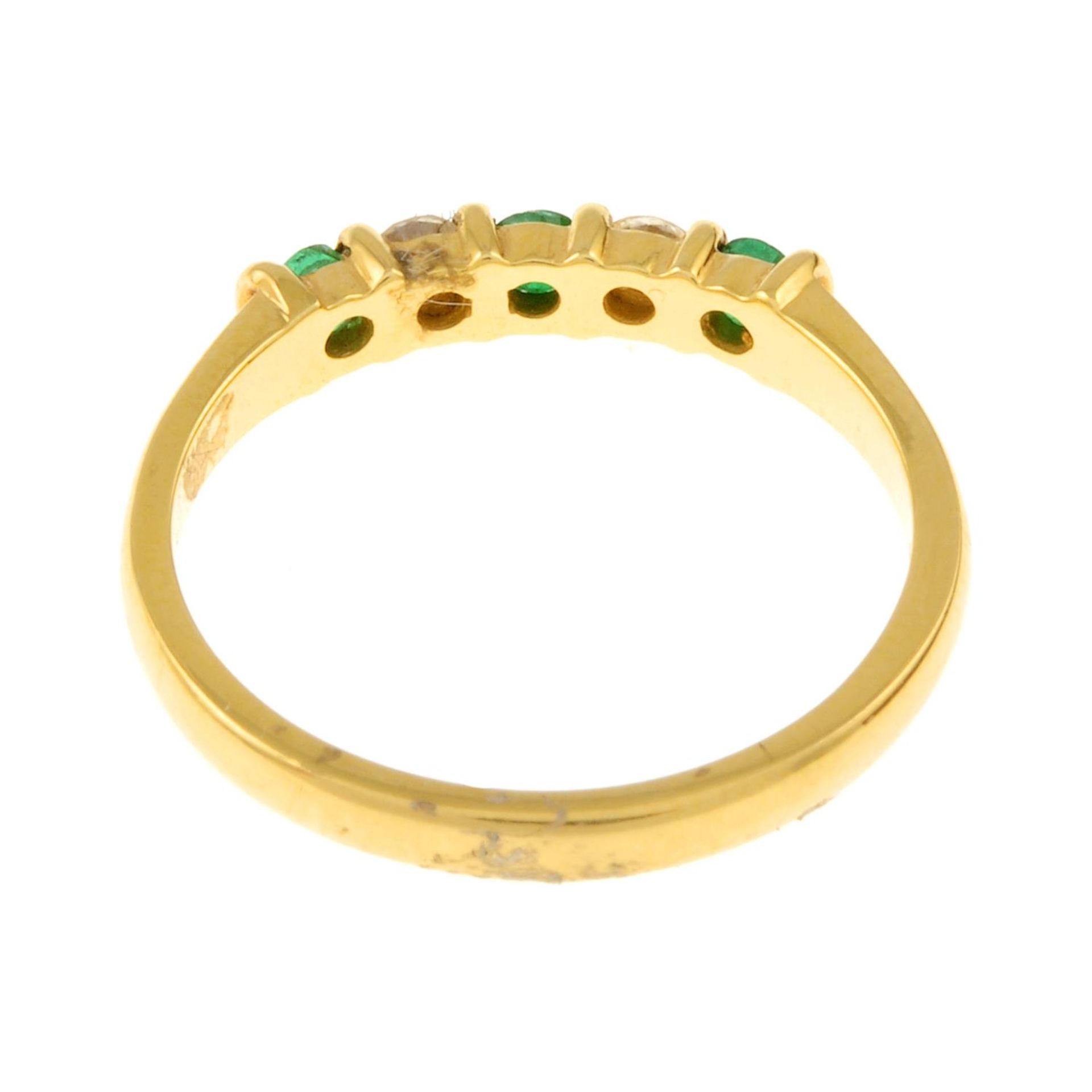 An 18ct gold emerald and brilliant-cut diamond five-stone ring.Estimated total diamond weight - Image 4 of 4