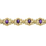 A 9ct gold amethyst bracelet.Hallmarks for Birmingham, 1998.Length 19.5cms.