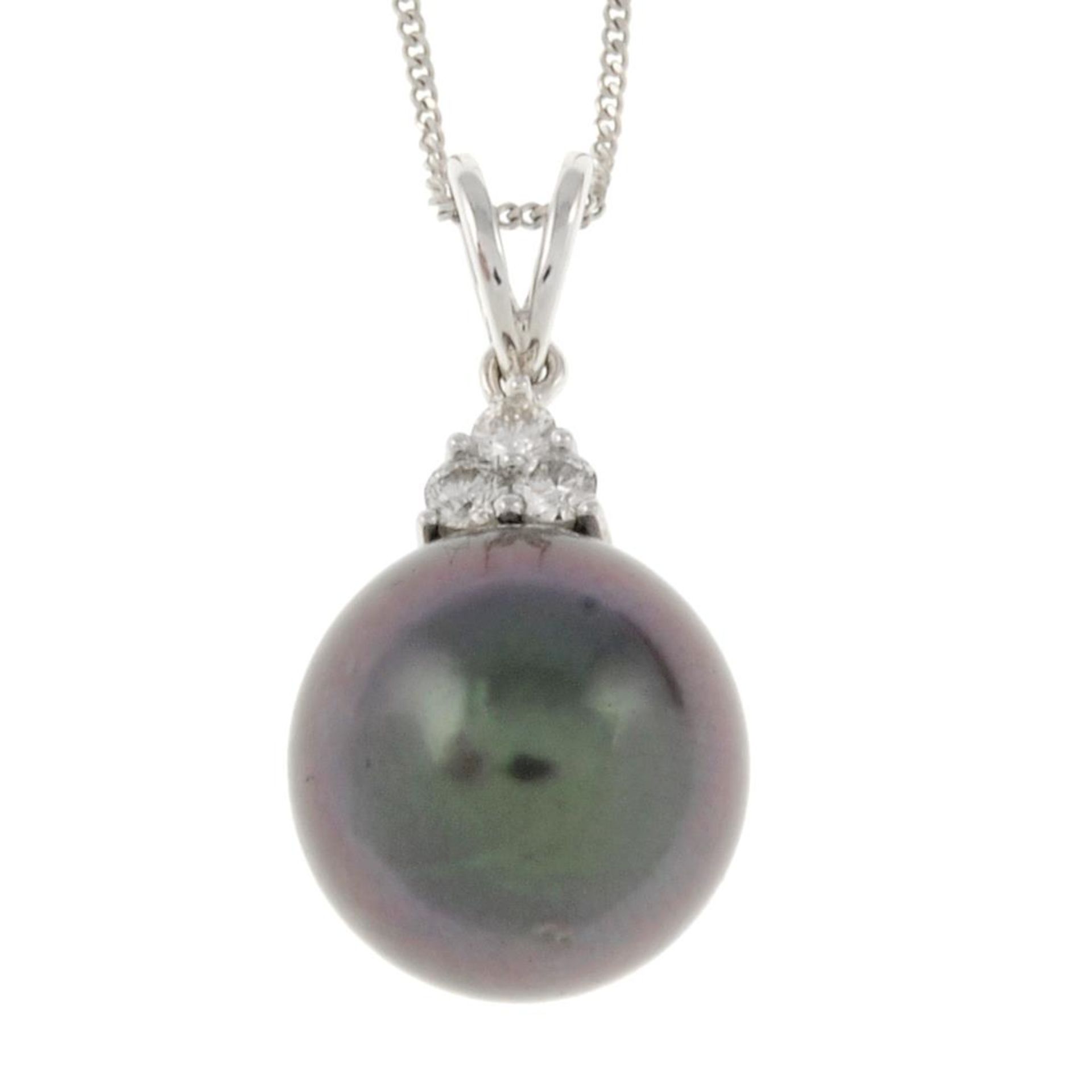 A cultured pearl and brilliant-cut diamond trefoil pendant,