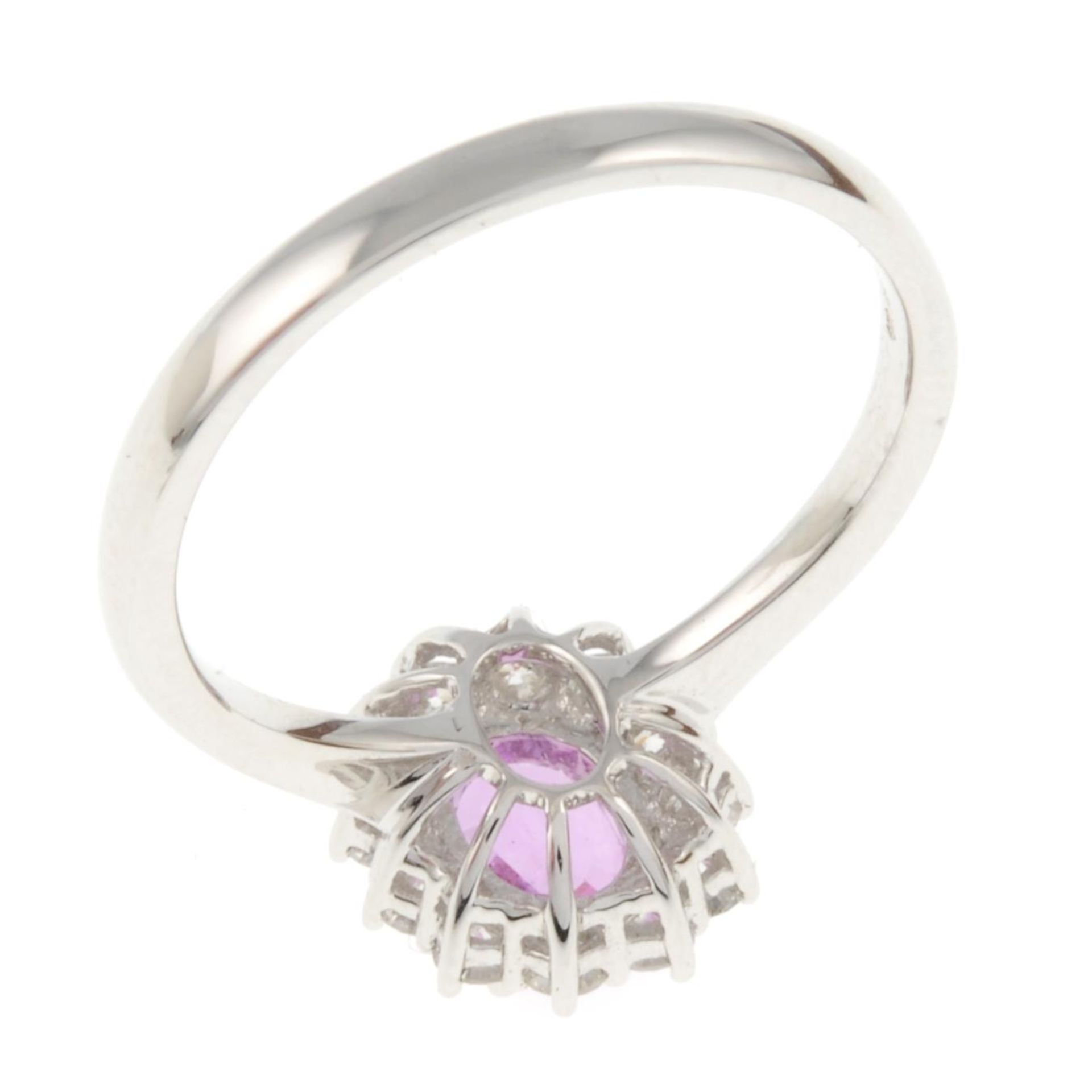 An 18ct gold pink sapphire and brilliant-cut diamond cluster ring.Sapphire weight 0.90ct.Total - Image 4 of 4