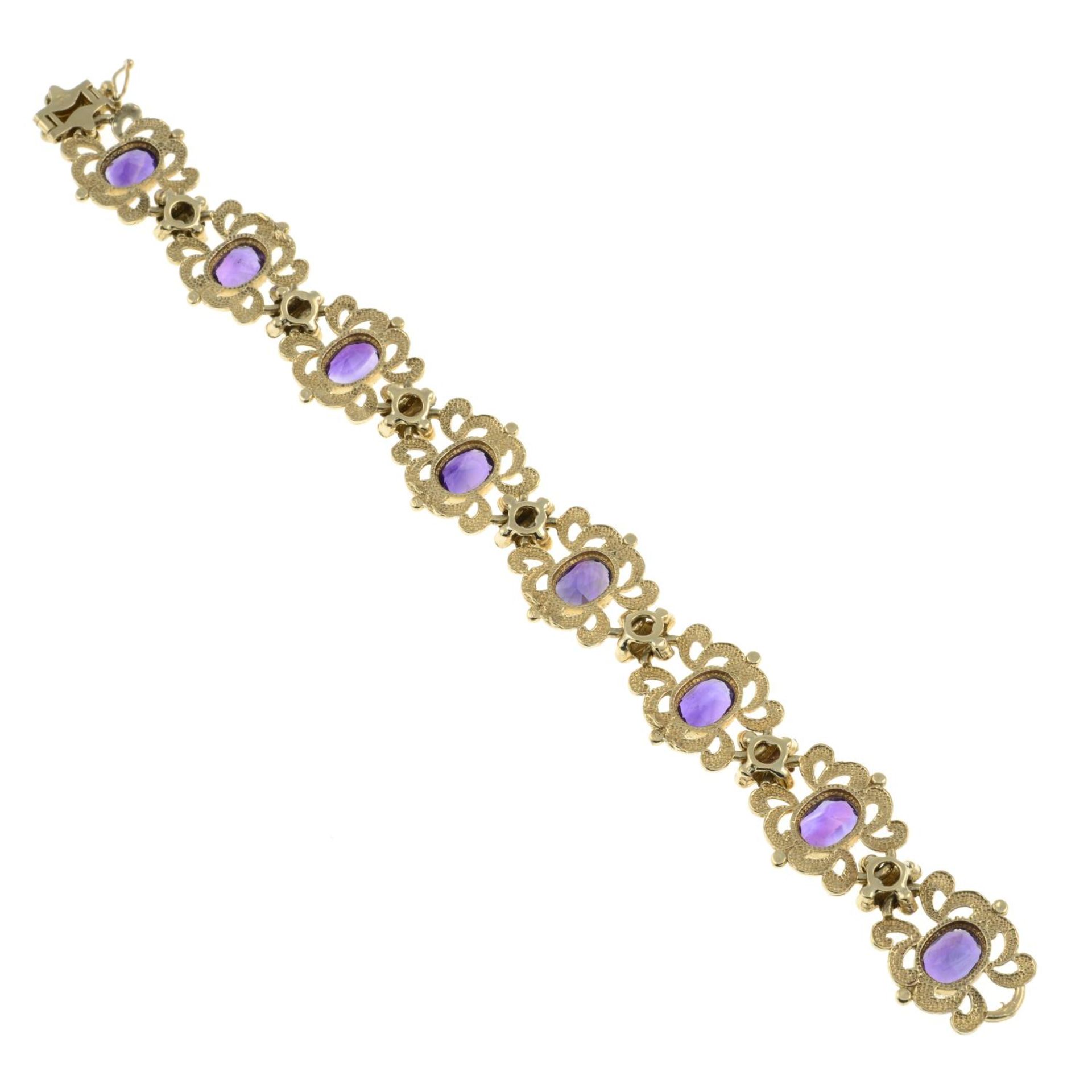 A 9ct gold amethyst bracelet.Hallmarks for Birmingham, 1998.Length 19.5cms. - Image 2 of 2