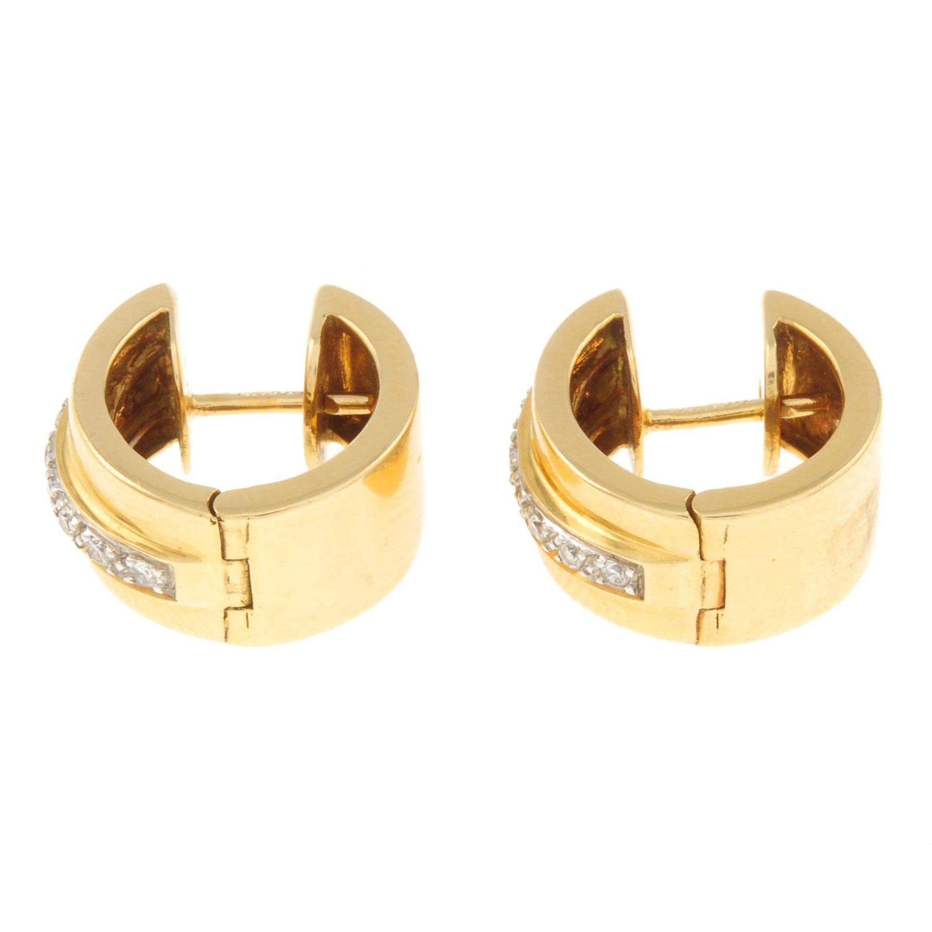 A pair of 18ct gold brilliant-cut diamond hoop earrings. - Image 2 of 4