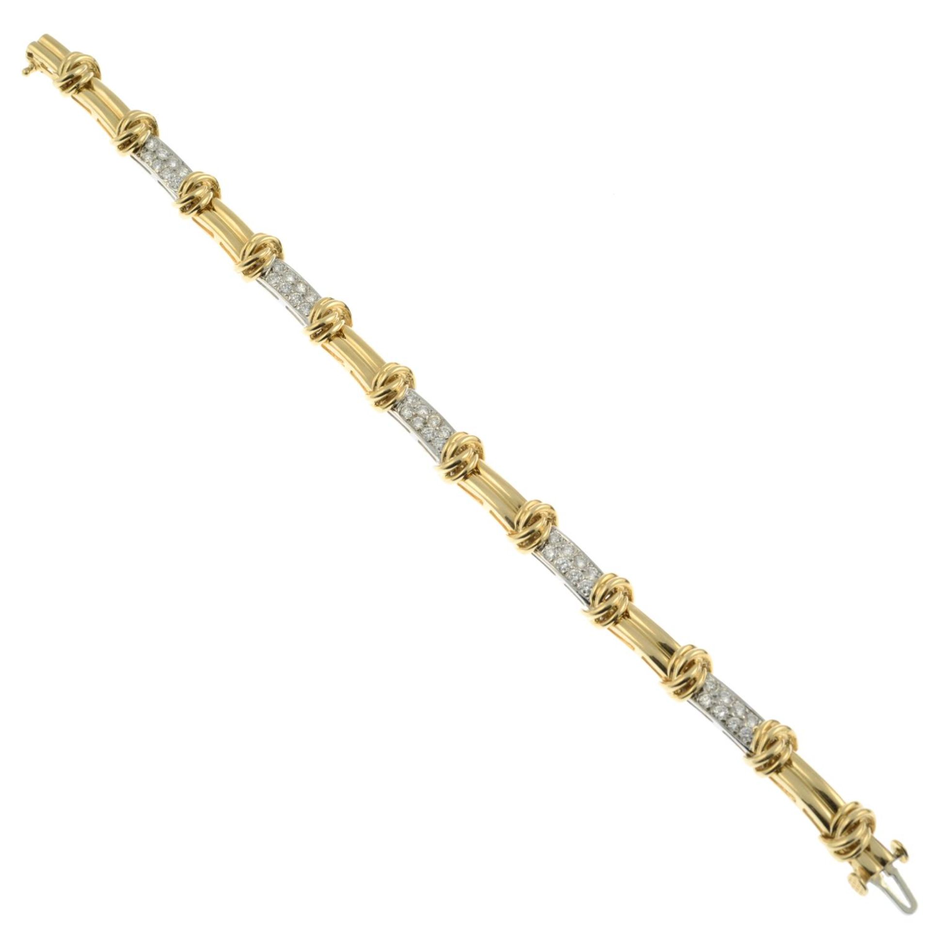 A brilliant-cut diamond bi-colour bracelet, - Image 2 of 3