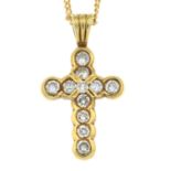 An 18ct gold brilliant-cut diamond cross pendant,