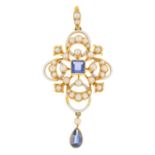 An early 20th century 15ct gold sapphire,