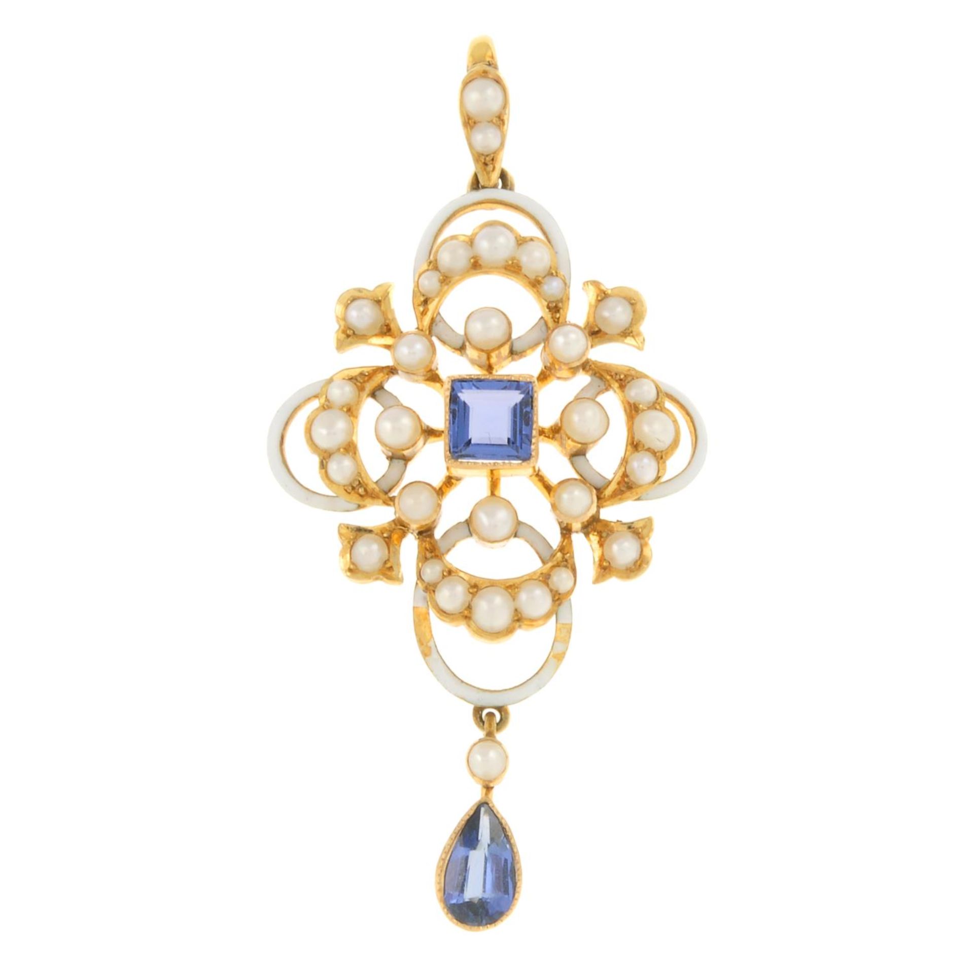 An early 20th century 15ct gold sapphire,