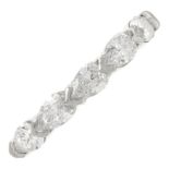 A platinum pear-shape diamond five-stone ring.Total diamond weight 1ct,