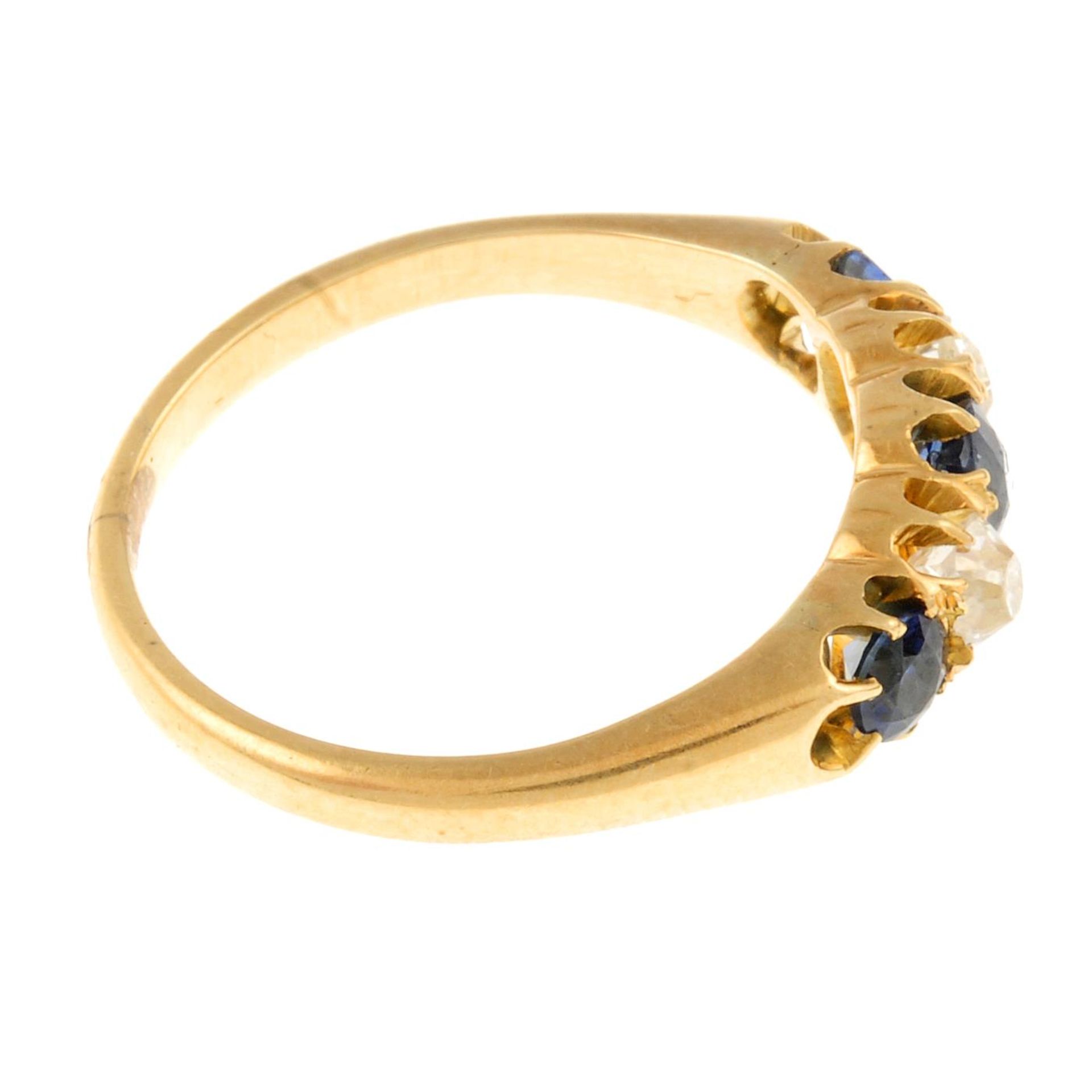 An early 20th century sapphire and old-cut diamond ring.Estimated total diamond weight 0.25ct, - Image 3 of 4