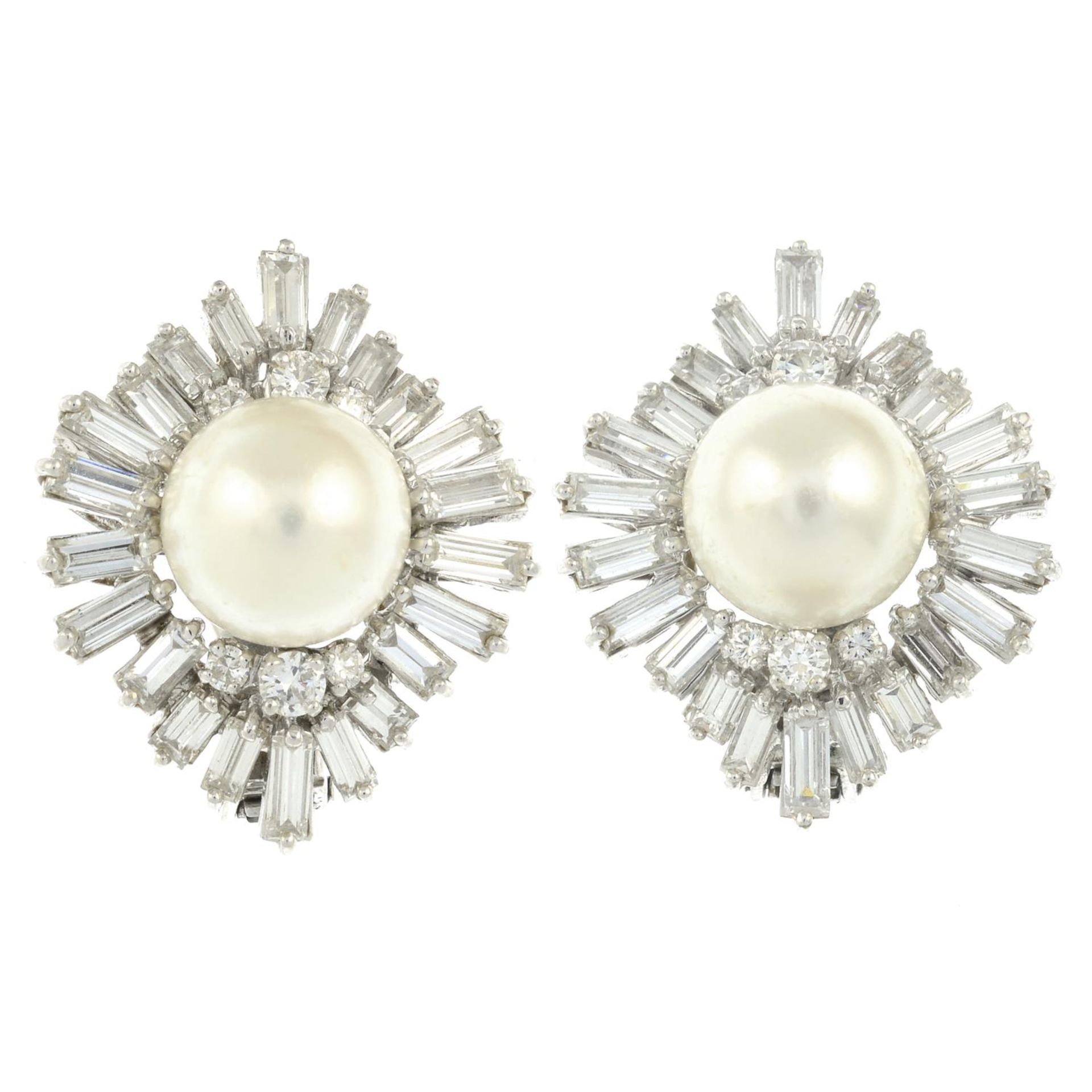 A pair of cultured pearl earrings,