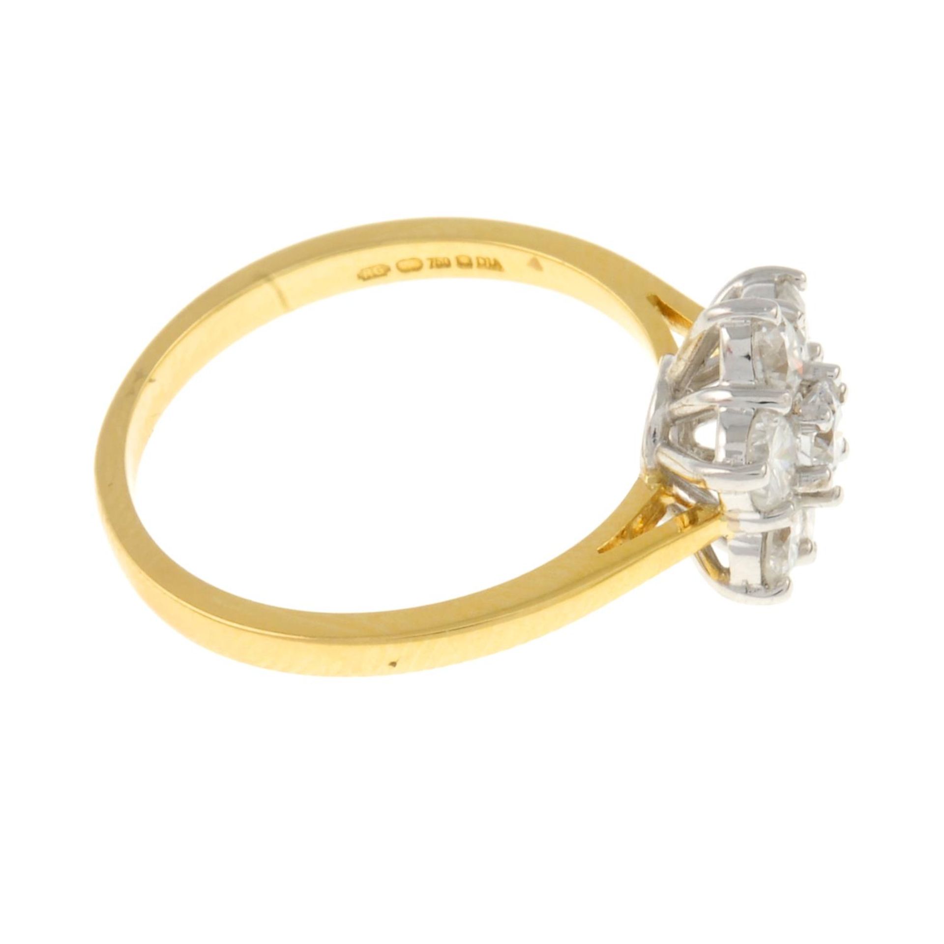 An 18ct gold brilliant-cut diamond cluster ring.Estimated total diamond weight 1.10cts, - Image 3 of 4