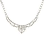 A vari-cut diamond necklace.Estimated total diamond weight 2.75cts,