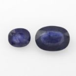 Two oval shape blue sapphires weighing 5.36 and 11.88ct.
