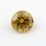 A brilliant-cut natural Fancy Vivid Orangy Yellow diamond, weighing 0.28ct, with report.