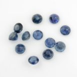 A selection of circular shape blue sapphires.