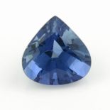 A pear shape blue sapphire.