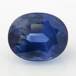 A oval shape blue sapphire.