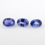 Three oval shape blue sapphires.