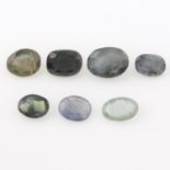 Seven oval shape sapphires, weighing 3.89cts.