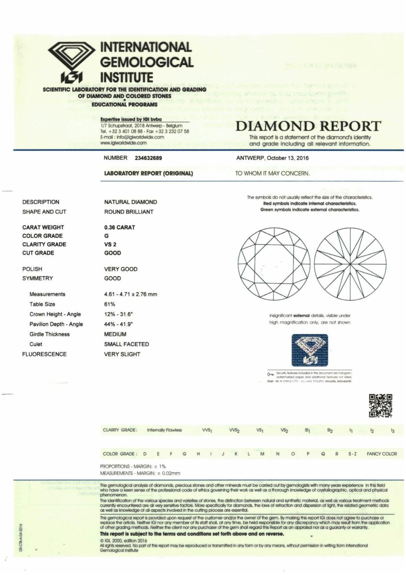 A brilliant cut diamond, weighing 0.36ct. - Image 3 of 3