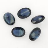 A selection of oval shape blue sapphire.