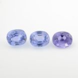 Three oval-shape sapphires,