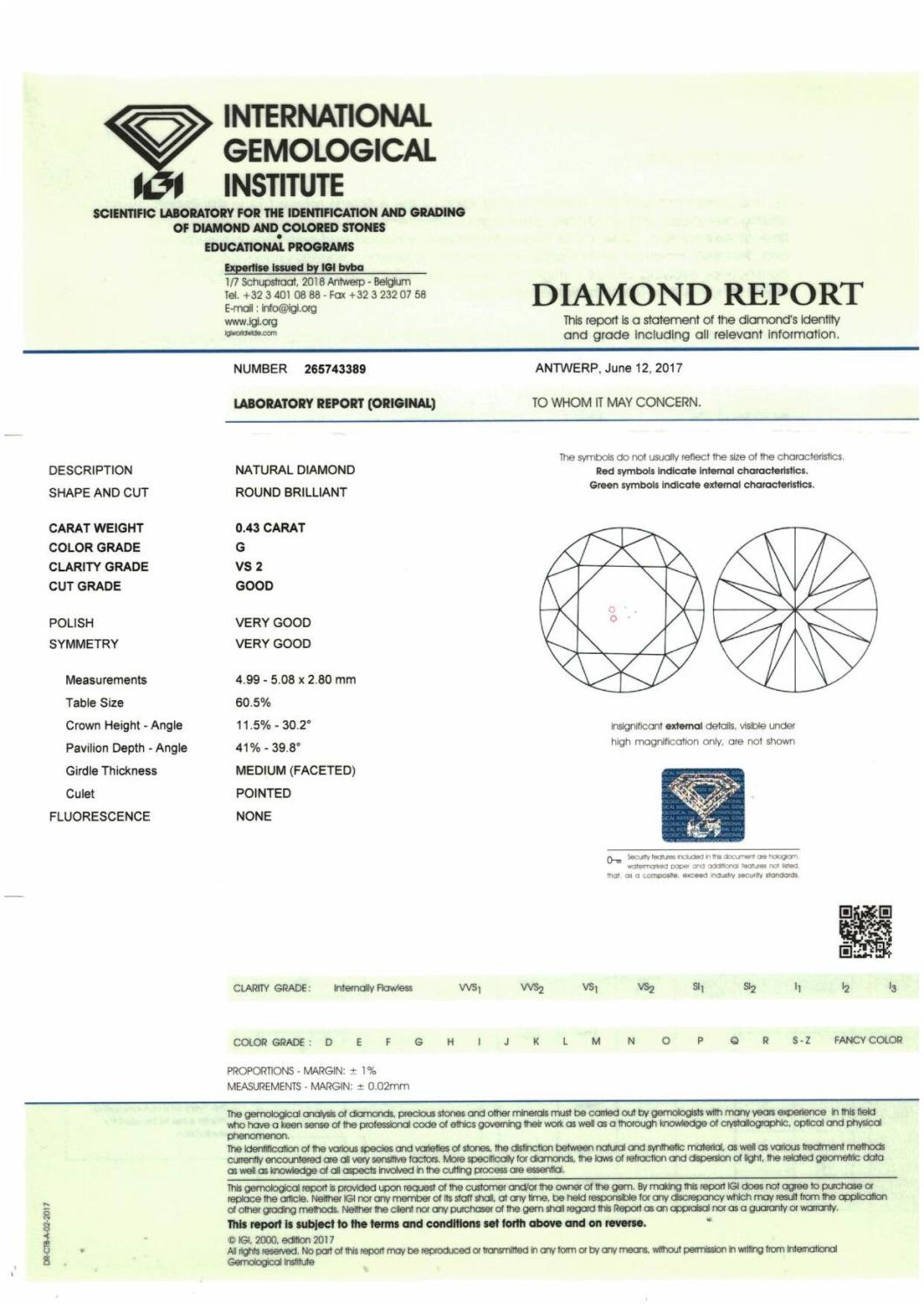 A brilliant cut diamond, weighing 0.43ct. - Image 3 of 3
