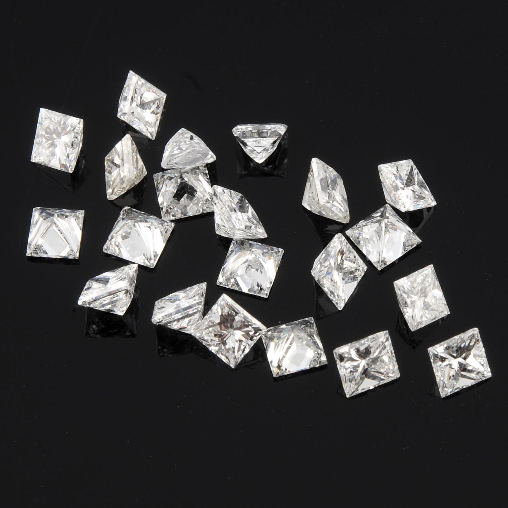 Selection of square shape diamonds, weighing 3.97ct.