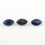 A selection of marquise shape blue sapphires.