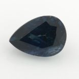 A pear shape blue sapphire.